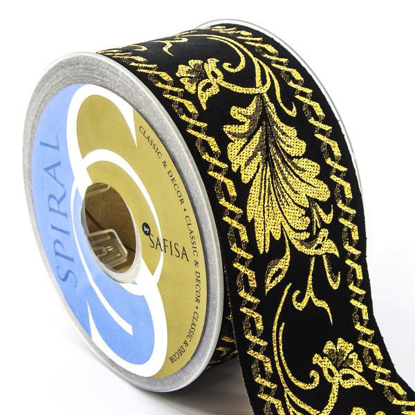 Лента жаккард с люрексом SAFISA, 50 мм, 15 м, цвет 101. Арт 9088-50мм-101           