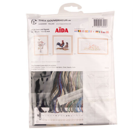 Набор для вышивания "Лебедь", канва аида (черная) 16 ct. Арт 606.05