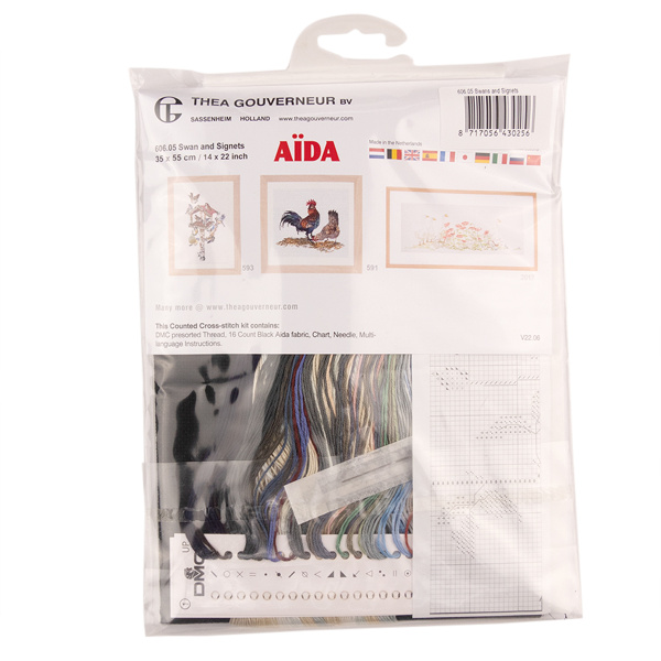 Набор для вышивания "Лебедь", канва аида (черная) 16 ct. Арт 606.05