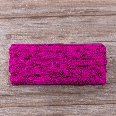 Мерсеризованное хлопковое кружево, 15 мм, цвет цикламеновый. Арт 1798/25                 