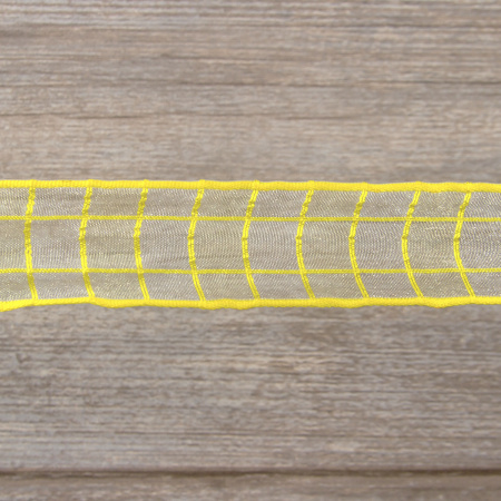 Лента органза с рисунком SAFISA, 25 мм, 15 м, цвет 01, желтый. Арт 25212-25-01              