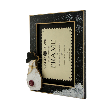 Рамка деревянная "Снеговик" цвет серый матовый с ручной росписью. Арт GBFRS