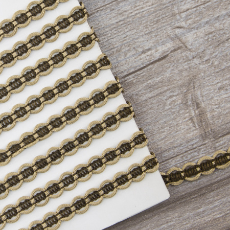 Тесьма PEGA тип отделочная, цвет бежево-коричневый, 9 мм. Арт 844150709DA007          