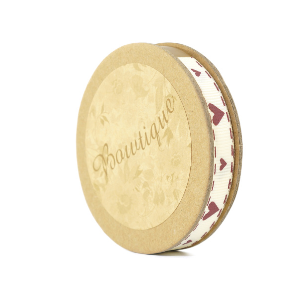 Лента репсовая на картонной мини-катушке "Сердечки и поцелуи". Арт VR10.143