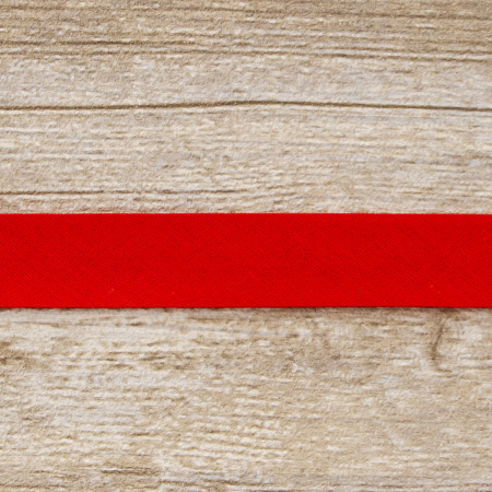 Косая бейка хлопок/полиэстер 20 мм, 25 м, цвет 14, красный. Арт 6120-20мм-14            