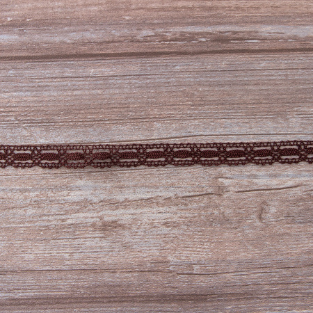 Мерсеризованное хлопковое кружево, 15 мм, цвет темно-коричневый. Арт 1798/05                 