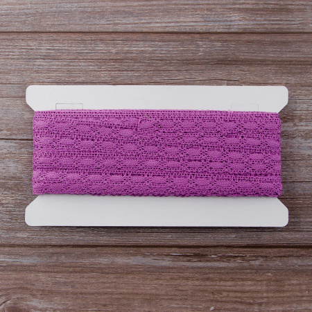 Мерсеризованное хлопковое кружево, 15 мм, цвет лавандовый. Арт 1798/88                 