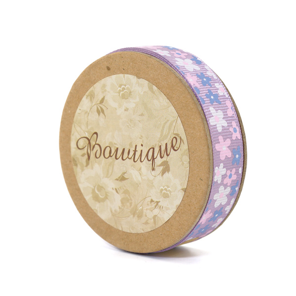 Лента репсовая на картонной катушке "Цветочки". Арт VR15.304