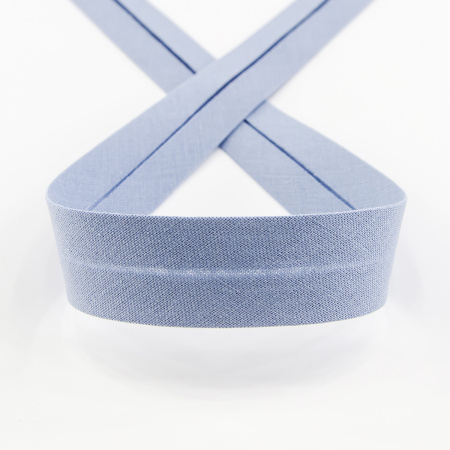 Косая бейка хлопок, 20 мм, 25 м, цвет 65, цвет голубой. Арт 6600-20мм-65