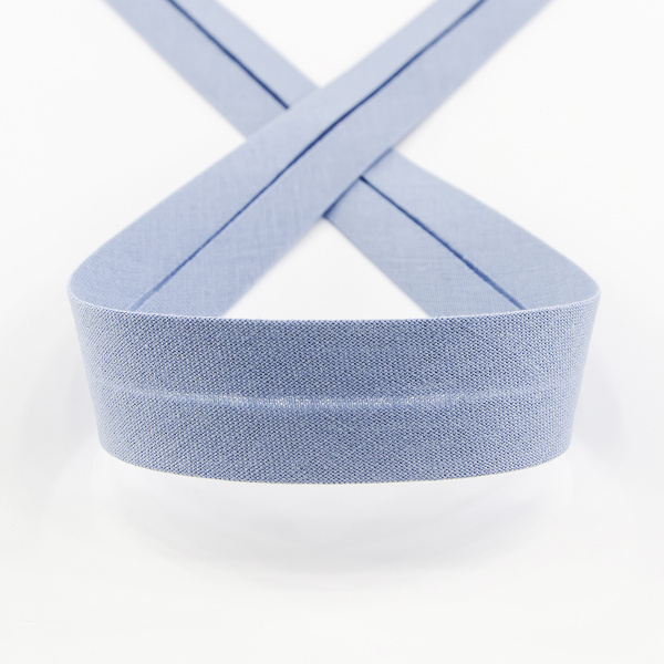 Косая бейка хлопок, 20 мм, 25 м, цвет 65, цвет голубой. Арт 6600-20мм-65