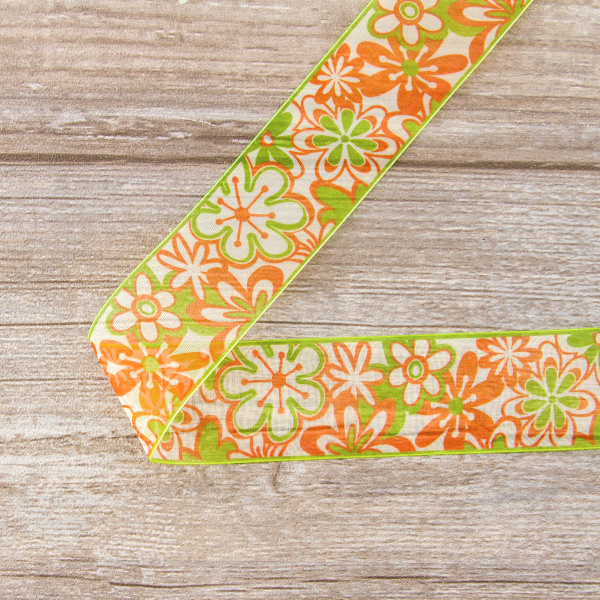 Лента органза с напечатанным рисунком SAFISA, 40 мм, 15 м, цвет 04. Арт 25253-40мм-04           