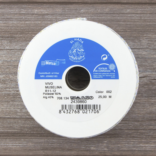 Косая бейка с фестонным краем, 18 мм, цвет бело-голубой. Арт 243986/2