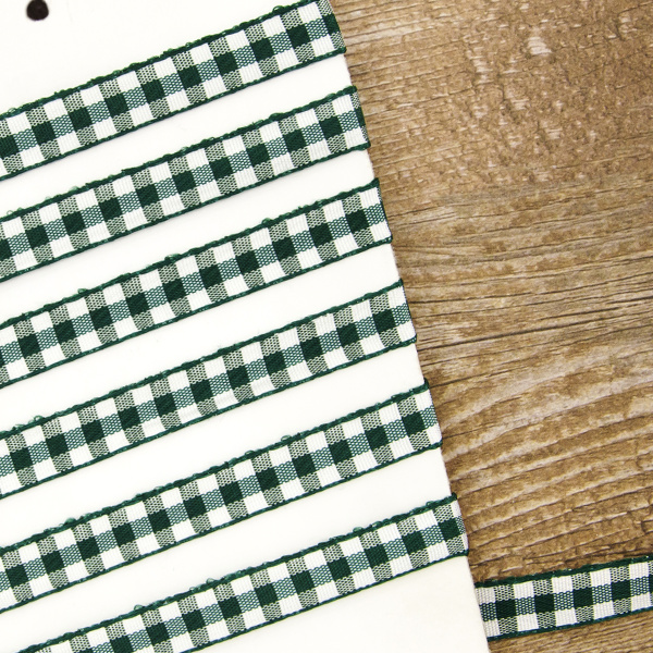 Лента с рисунком клетка SAFISA, 11 мм, 25 м, цвет 43, темно-зеленый. Арт 469-11мм-43             
