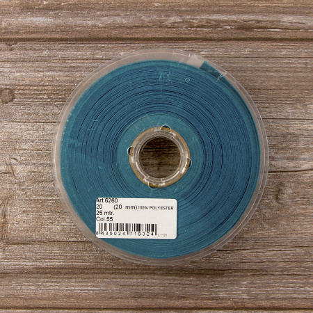 Косая бейка атласная 20 мм, 25 м, цвет 55, малахит. Арт 6260-20мм-55            