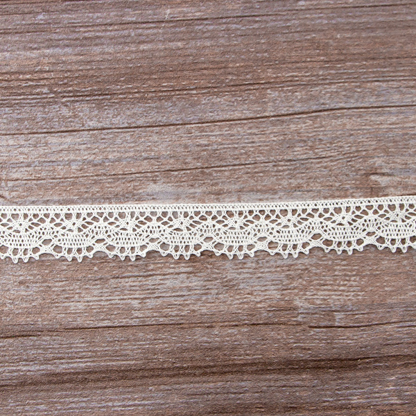 Мерсеризованное хлопковое кружево, 20 мм, шампань. Арт 2104/72