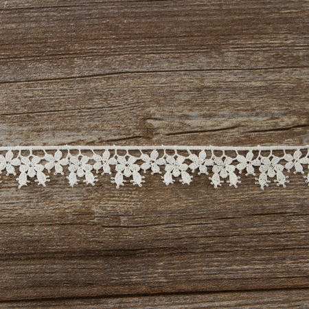 Мерсеризованное хлопковое кружево, 24 мм, цвет белый. Арт K059/01