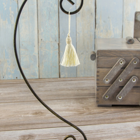 Кисть декоративная на шнуре, длина 60 мм, цвет кремовый. Арт KY - 03-col.PE - 4