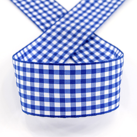 Лента с рисунком клетка SAFISA, 40 мм, 25 м, цвет 13, синий. Арт 469-40мм-13             
