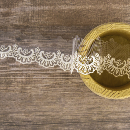 Кружево-вышивка на тюле, 22 мм, 13,5 м. Арт 41686/01