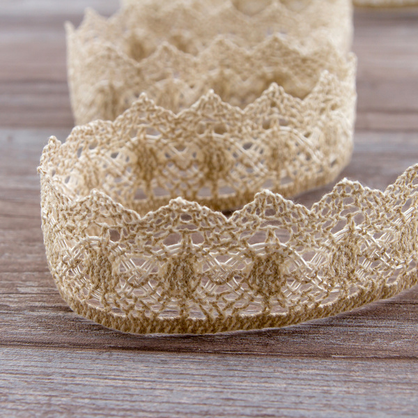 Мерсеризованное хлопковое кружево, 50 мм, цвет небелёный с белым. Арт 1111/L0                 