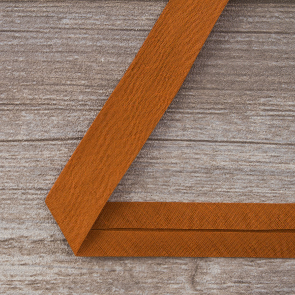 Косая бейка хлопок/полиэстер 20 мм, 25 м, цвет 111, темно-рыжий. Арт 6120-20мм-111           