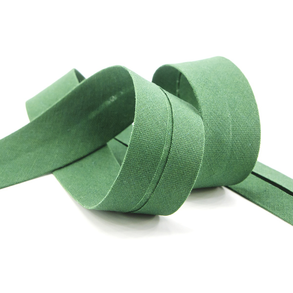 Косая бейка хлопок, 20 мм, 25 м, цвет 25, цвет зеленый. Арт 6600-20мм-25