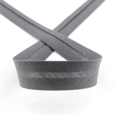 Косая бейка хлопок/полиэстер 20 мм, 25 м, цвет 68, Серый темный. Арт 6120-20мм-68            