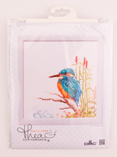 Набор для вышивания "Зимородок", канва лён 32 ct, 18 х 19 см. Арт 615