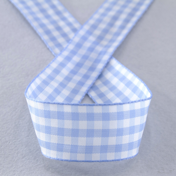 Лента с рисунком клетка SAFISA, 25 мм, 25 м, цвет 04, голубой. Арт 469-25мм-04             