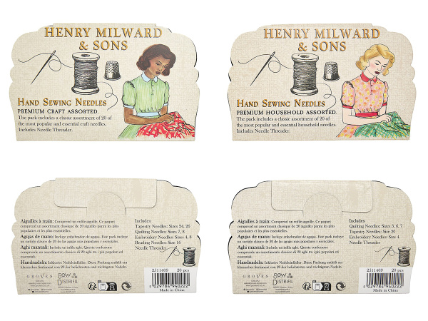 Набор игл для шитья и рукоделия, 2 вида, 40 шт. в картонном прикассовом стенде. Арт C003.2511409