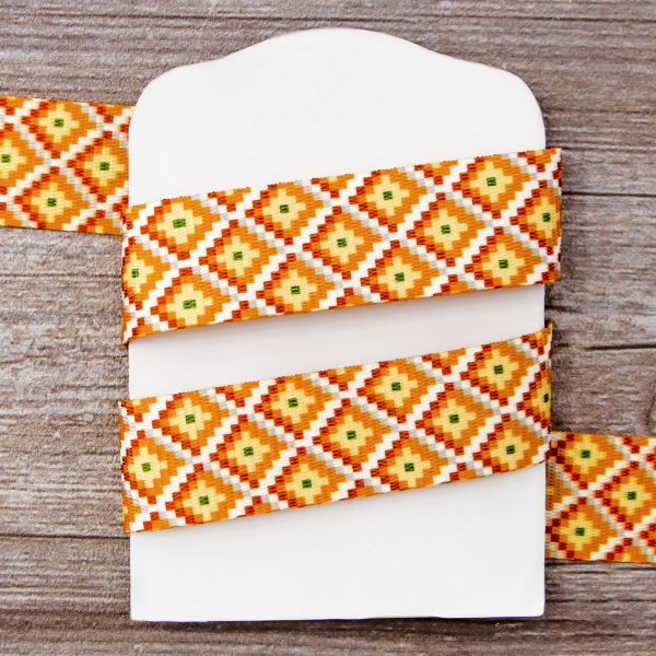 Тесьма ременная декоративная, 30 мм, цвет горчичный, 10 м. Арт 35135-30мм-02