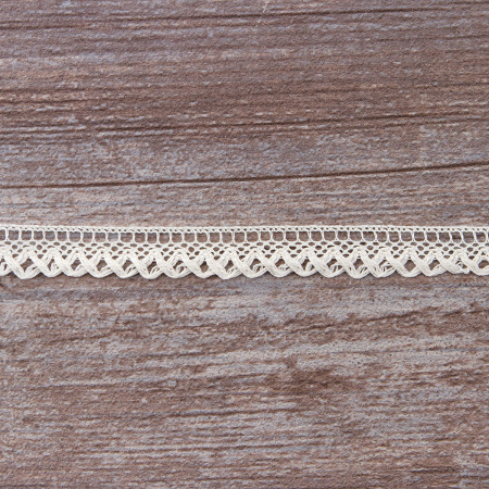 Мерсеризованное хлопковое кружево, 16 мм, шампань. Арт 2110/72