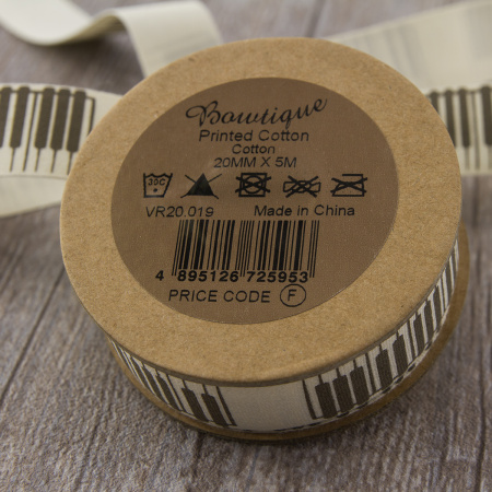 Лента хлопковая на картонной мини-катушке "Клавиши". Арт VR20.019