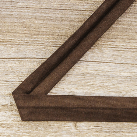 Косая бейка хлопок, 20 мм, 20 м, цвет 17, коричневый темный. Арт 6598-20мм-17