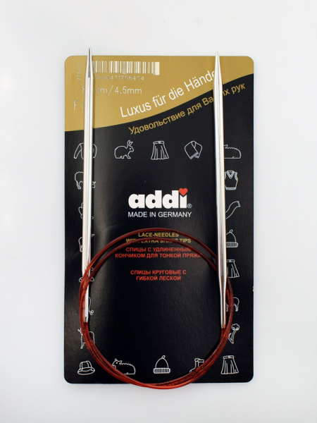 Спицы круговые с удлиненным кончиком, addiClassic Lace №4,5, 80 см. Арт 775-7/4.5-80