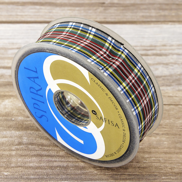 Лента с рисунком клетка SAFISA, 26 мм, 25 м, цвет 05, хаки. Арт 5221-26мм-05            