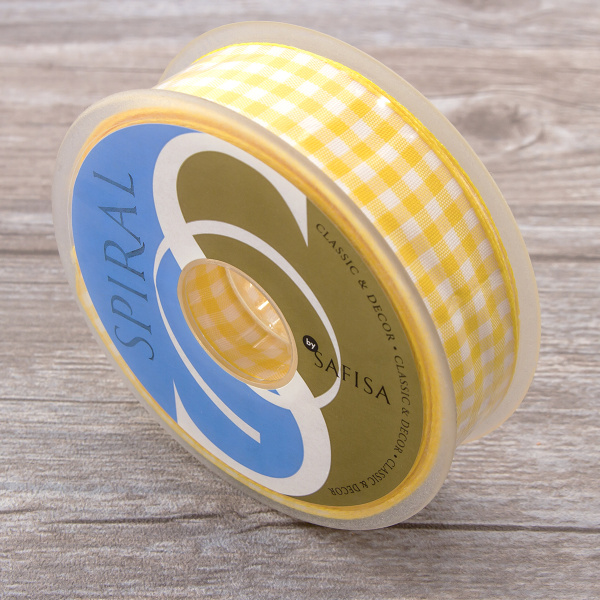 Лента с рисунком клетка SAFISA, 25 мм, 25 м, цвет 22, желтый. Арт 469-25мм-22             