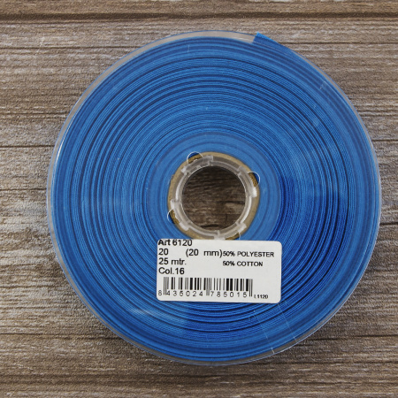 Косая бейка хлопок/полиэстер 20 мм, 25 м, цвет 16, сине-голубой. Арт 6120-20мм-16            