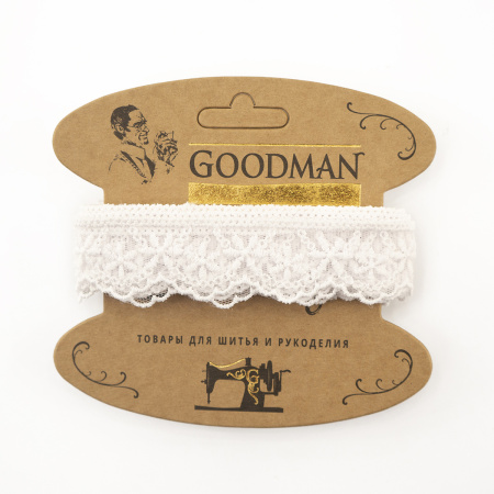 Кружево-вышивка на тюле, 28 мм, цвет белый, 100% полиэстер, 3,5 м. Арт T-1910.212