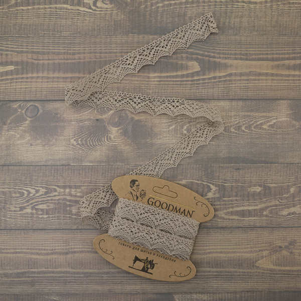 Кружево плетеное, 25 мм, цвет льняной, 100% хлопок, 5 м. Арт K-5003-186