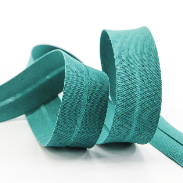 Косая бейка хлопок/полиэстер 20 мм, 25 м, цвет 76, цвет зеленой патины. Арт 6120-20мм-76            