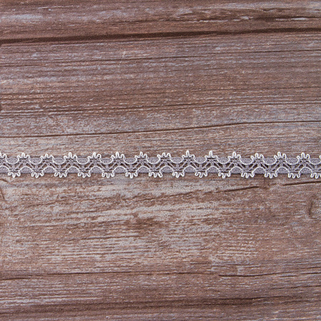 Мерсеризованное хлопковое кружево, 11 мм, цвет светло-серый с белым. Арт 1084/H2