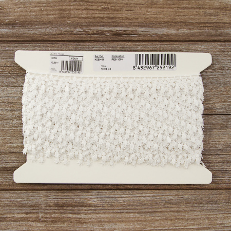 Мерсеризованное хлопковое кружево, 24 мм, цвет белый. Арт K059/01