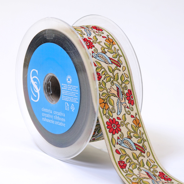 Лента из тканого жаккарда SAFISA, 50 мм, 15 м, цвет 01. Арт 9264-50мм-01