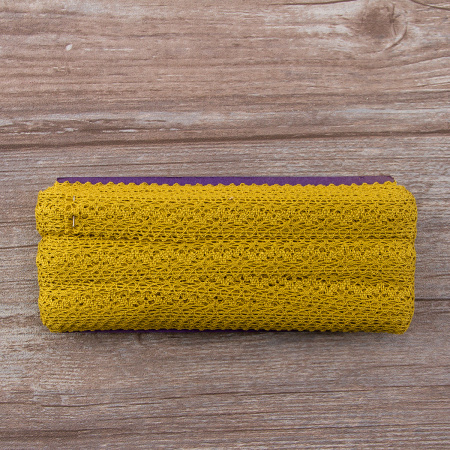 Мерсеризованное хлопковое кружево, 20 мм, цвет горчичный. Арт 3037/62                 