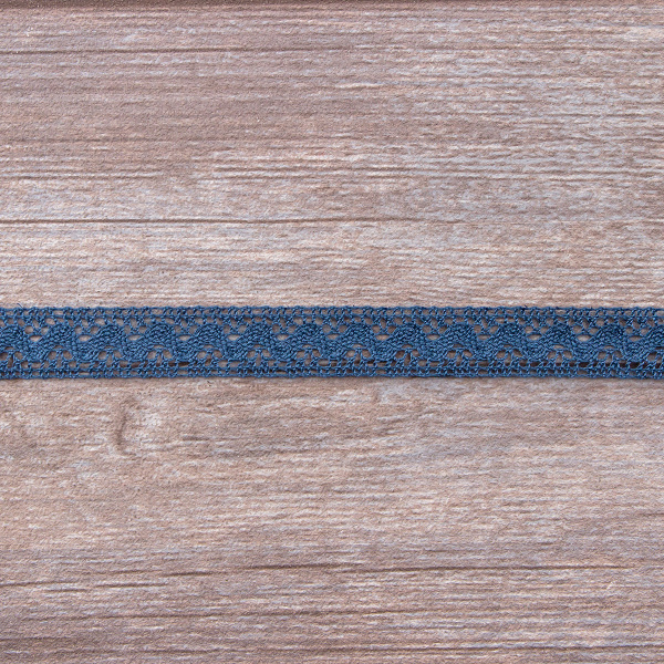 Мерсеризованное хлопковое кружево, 16 мм, цвет джинсово-синий. Арт 2066/89