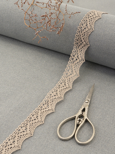 Кружево плетеное, 25 мм, цвет льняной, 100% хлопок, 5 м. Арт K-5003-186