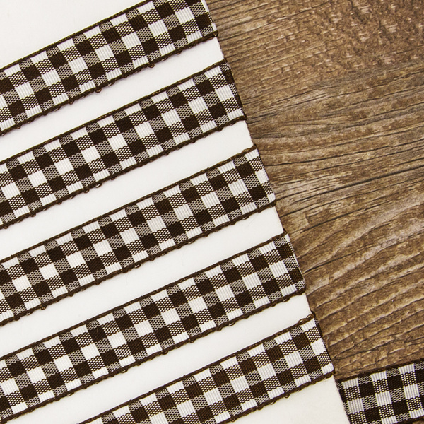 Лента с рисунком клетка SAFISA, 16(18) мм, 25 м, цвет 17, коричневый. Арт 469-16мм-17             