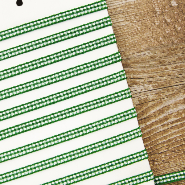 Лента с рисунком клетка SAFISA, 6 мм, 25 м, цвет 25, зеленый. Арт 466-06мм-25             