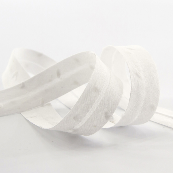 Косая бейка хлопок, 20 мм, 20 м, цвет 02, цвет белый. Арт 6552-20мм-02    